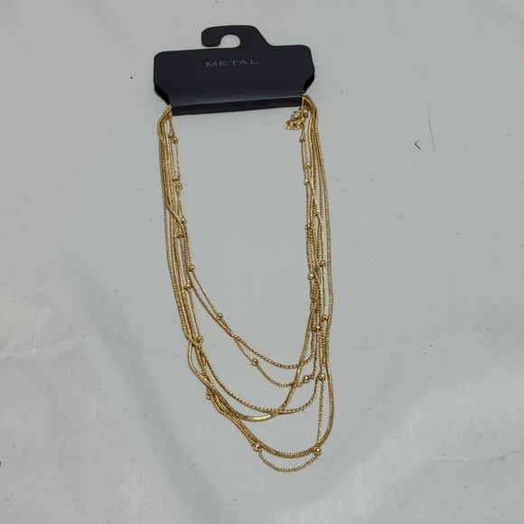 Kohl's gold multi row 6 strands necklace - Picture 3 of 4